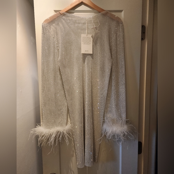 Mew Mews Xanthe Rhinestone Mesh Mini Dress In White - Picture 6 of 7